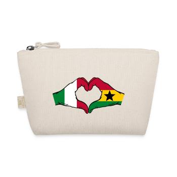 Italien Ghana Flagge Hände Herzform - Bio-Täschchen - Natur - Vorne