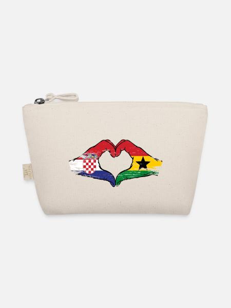 Kroatien Ghana Flagge Hände Herzform used - Bio-Täschchen - Natur