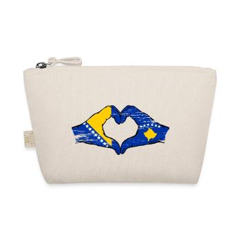 Bosnien Kosovo Flagge Hände Herzform used - Bio-Täschchen - Natur - Vorne