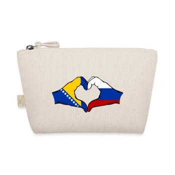 Bosnien Russland Flagge Hände Herzform - Bio-Täschchen - Natur - Vorne