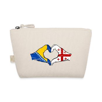 Bosnien Georgien Flagge Hände Herzform used - Bio-Täschchen - Natur - Vorne
