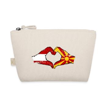 Austria Macedonia Flag Hands Heart Shape Used - Organic Pouch - nature - Front