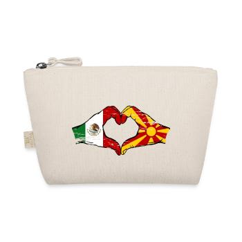 Mexico Mecedonia Flag Hands Heart Shape Used - Organic Pouch - nature - Front