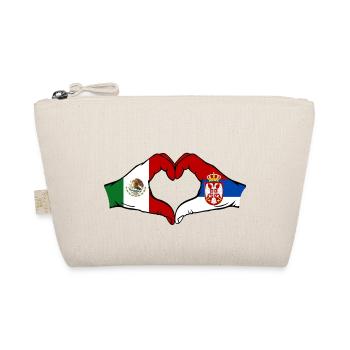 Mexiko Serbien Flagge Hände Herzform - Bio-Täschchen - Natur - Vorne