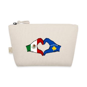 Mexiko Kosovo Flagge Hände Herzform - Bio-Täschchen - Natur - Vorne