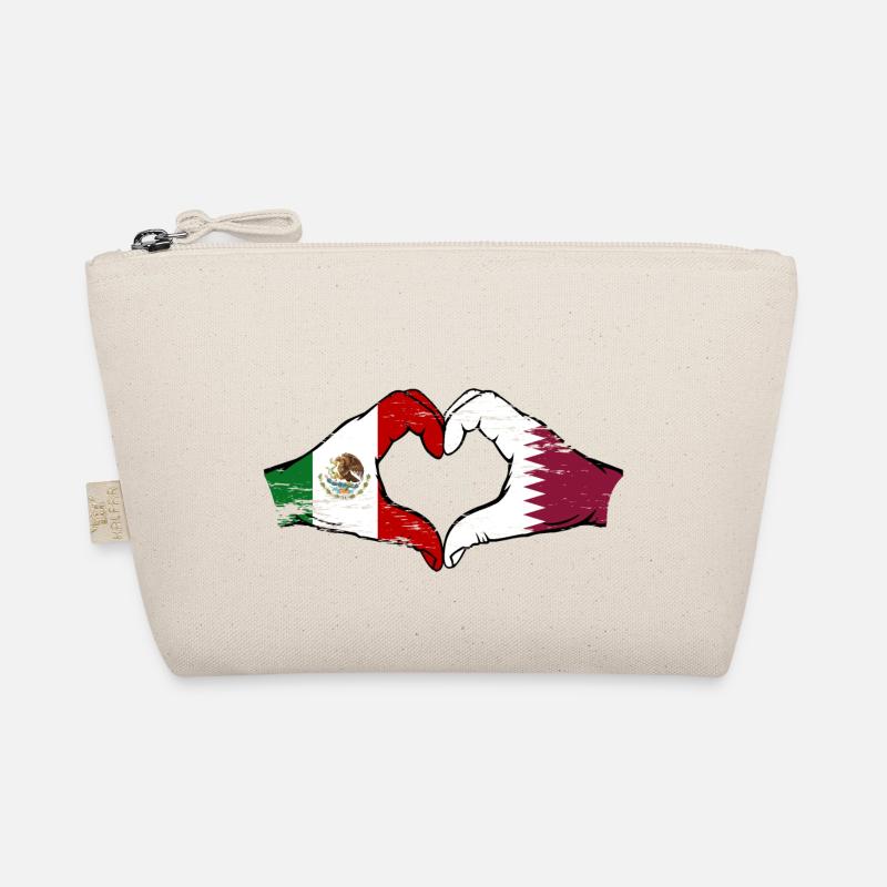 Mexico Qatar flag hands heart shape used Organic Pouch