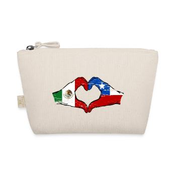 Mexico Chile Flag Hands Heart Shape Used - Organic Pouch - nature - Front