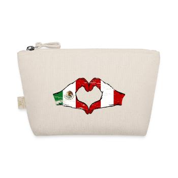 Mexico Peru Flag Hands Heart Shape Used - Organic Pouch - nature - Front