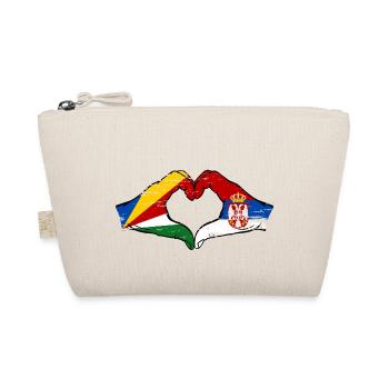 Seychellen Serbien Flagge Hände Herzform used - Bio-Täschchen - Natur - Vorne