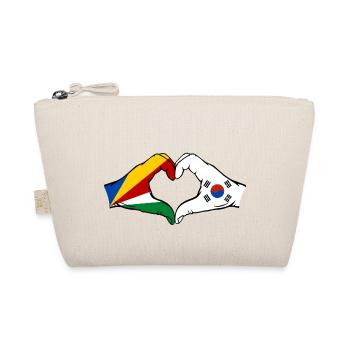 Seychellen Südkorea Flagge Hände Herzform - Bio-Täschchen - Natur - Vorne