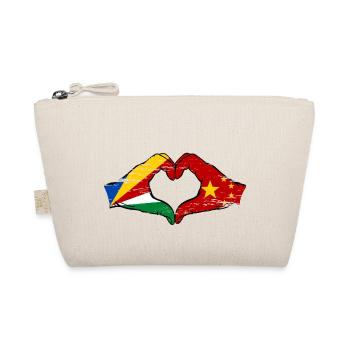 Seychellen China Flagge Hände Herzform used - Bio-Täschchen - Natur - Vorne