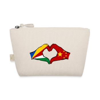 Seychelles China Flag Hands Heart Shape - Organic Pouch - nature - Front