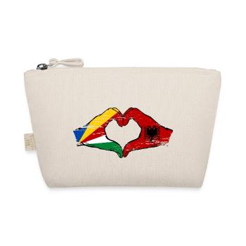 Seychelles Albanie Drapeau Mains Coeur Forme Utilisé - Trousse biologique - nature - Devant