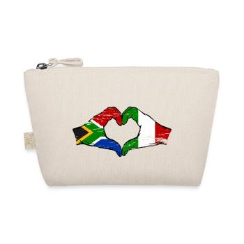 South Africa Italy Flag Hands Heart Shape Used - Organic Pouch - nature - Front