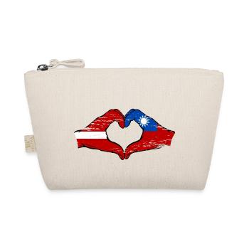 Latvia Taiwan flag hands heart shape used - Organic Pouch - nature - Front