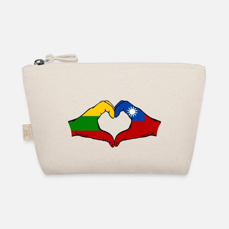 Lithuania Taiwan Flag Hands Heart Shape Organic Pouch