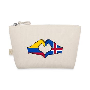 Colombia Iceland Flag Hands Heart Shape - Organic Pouch - nature - Front