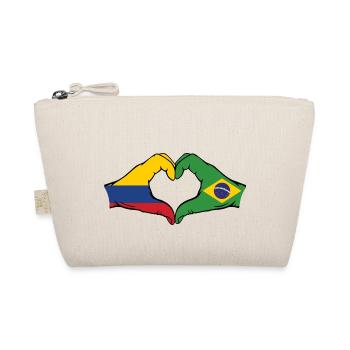 Colombia Brazil Flag Hands Heart Shape - Organic Pouch - nature - Front