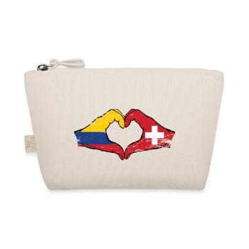 Colombia Switzerland Flag Hands Heart Shape Used - Organic Pouch - nature - Front