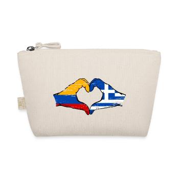Colombie Grèce Drapeau Mains Coeur Forme Utilisé - Trousse biologique - nature - Devant