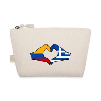 Colombia Greece Flag Hands Heart Shape - Organic Pouch - nature - Front