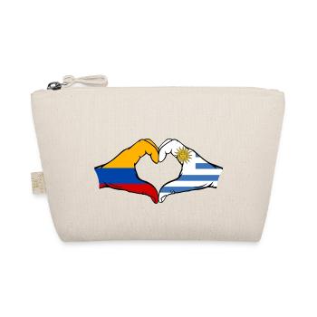 Colombia Uruguay Flag Hands Heart Shape - Organic Pouch - nature - Front