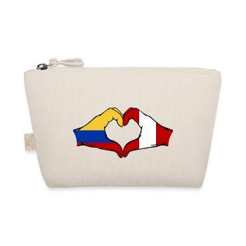 Kolumbien Peru Flagge Hände Herzform - Bio-Täschchen - Natur - Vorne