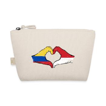 Colombia Indonesia Flag Hands Heart Shape Used - Organic Pouch - nature - Front