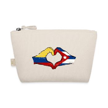 Colombia Cuba Flag Hands Heart Shape Used - Organic Pouch - nature - Front