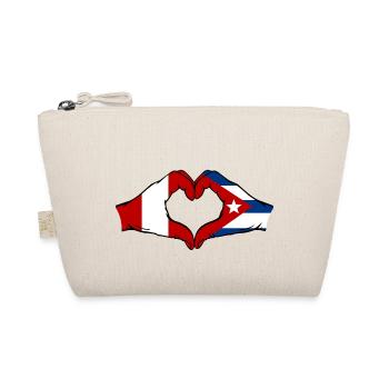 Peru Cuba Flag Hands Heart Shape - Organic Pouch - nature - Front