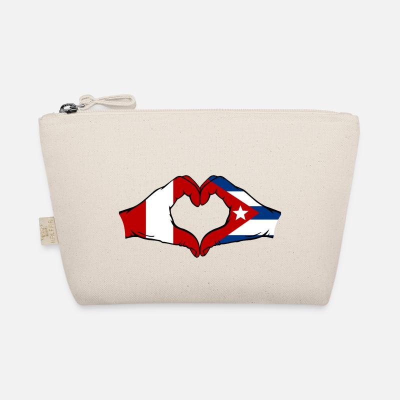 Pérou Cuba Drapeau Mains Coeur Forme Trousse biologique