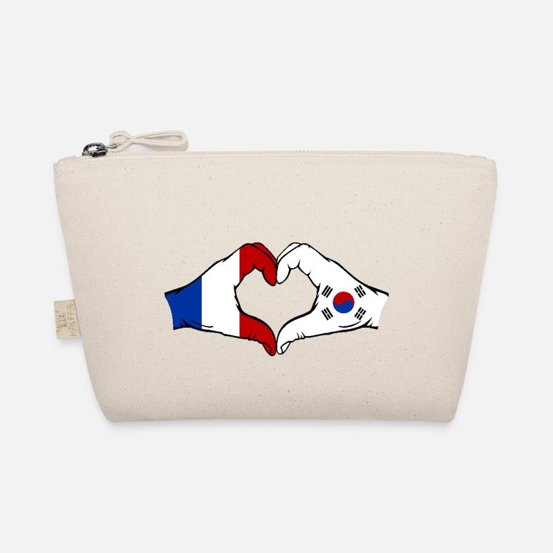 France Corée du Sud Drapeau Mains Coeur Forme Trousse biologique