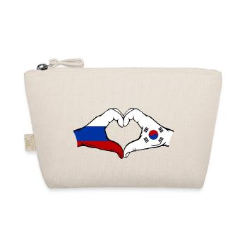 Russia South Korea Flag Hands Heart Shape - Organic Pouch - nature - Front