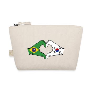 Brazil South Korea Flag Hands Heart Shape - Organic Pouch - nature - Front