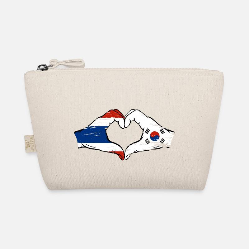 Thaïlande Corée du Sud Drapeau Mains Coeur Forme Utilisé Trousse biologique