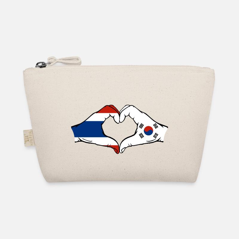 Thaïlande Corée du Sud Drapeau Mains Coeur Forme Trousse biologique