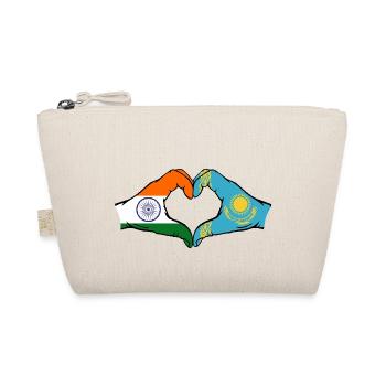 India Kazakhstan Flag Hands Heart Shape - Organic Pouch - nature - Front