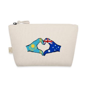 Kazakhstan Australia Flag Hands Heart Shape - Organic Pouch - nature - Front