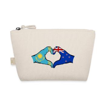Kazakhstan New Zealand Flag Hands Heart Shape - Organic Pouch - nature - Front