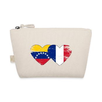 Venezuela France Flag Hands Heart Shape Used - Organic Pouch - nature - Front