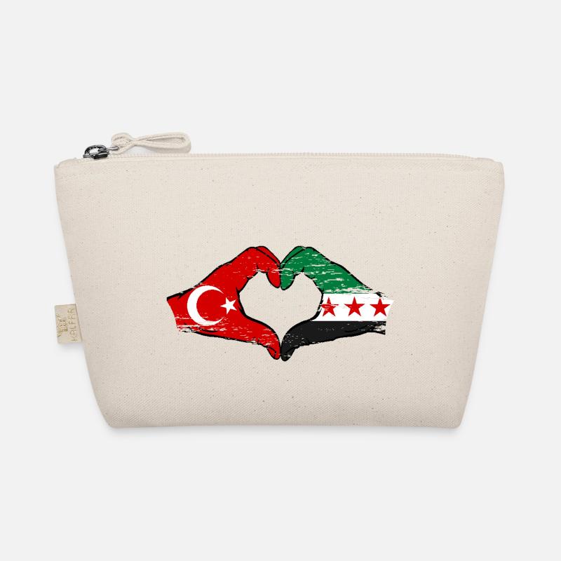 Turkey Syria Flag Hands Heart Shape Used Organic Pouch