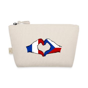 France Czech Republic Flag Hands Heart Shape - Organic Pouch - nature - Front