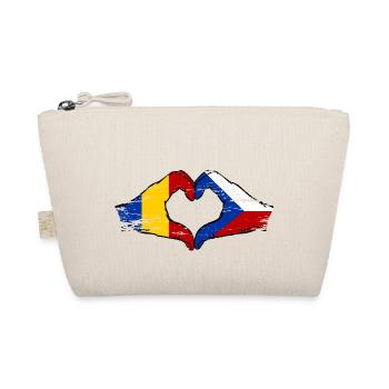 Romania Czech Republic Flag Hands Heart Shape - Organic Pouch - nature - Front