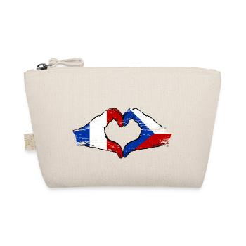 France Czech Republic Flag Hands Heart Shape Used - Organic Pouch - nature - Front