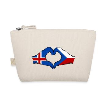 Island Tschechien Flagge Hände Herzform - Bio-Täschchen - Natur - Vorne