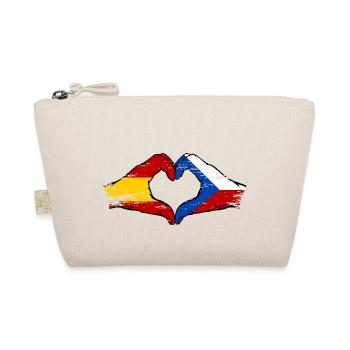 Spanien Tschechien Flagge Hände Herzform - Bio-Täschchen - Natur - Vorne