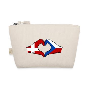 Dänemark Tschechien Flagge Hände Herzform - Bio-Täschchen - Natur - Vorne