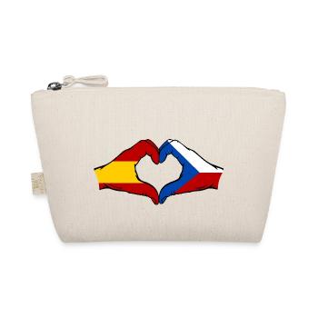 Spain Czech Republic Flag Hands Heart - Organic Pouch - nature - Front