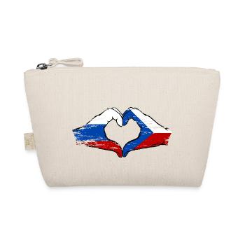 Russland Tschechien Flagge Hände Herzform used - Bio-Täschchen - Natur - Vorne