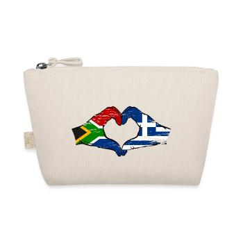 Südafrika Griechenland Flagge Hände Herzform used - Bio-Täschchen - Natur - Vorne